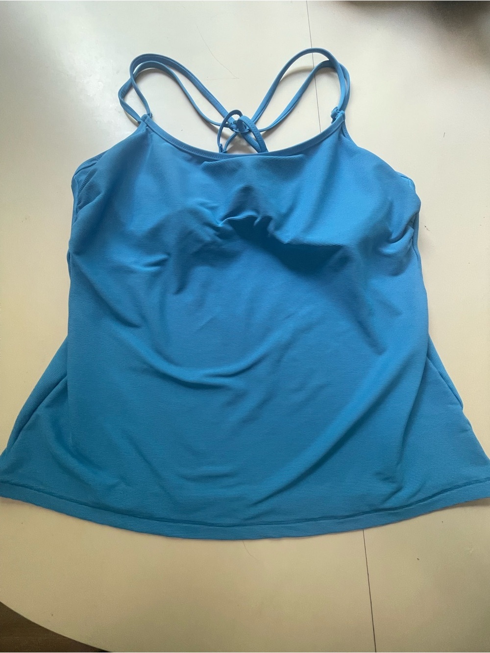 Athleta Cloudbreak Ribbed Tankini Top Aqua Blue Size 40 B/CT